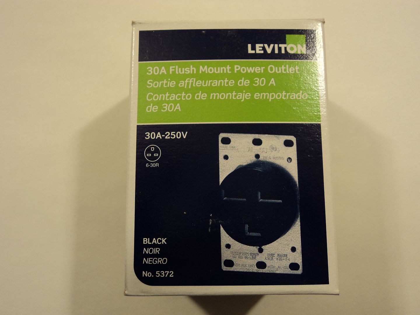 Leviton 30A Flush Mount Power Outlet Black 250V 2 Pole 3 Wire 5372 | eBay